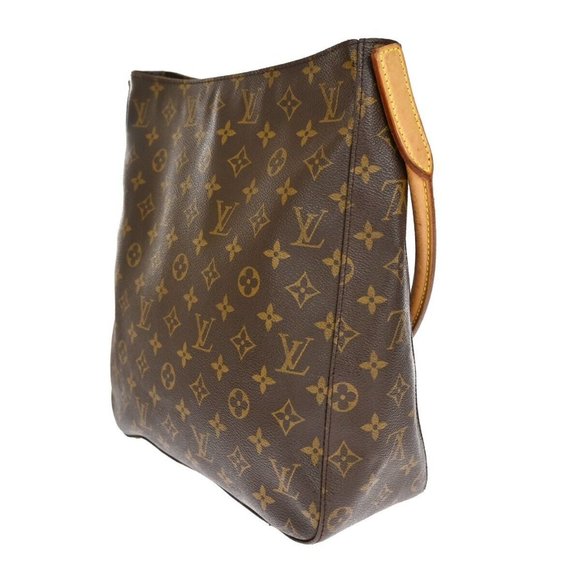 LOUIS VUITTON Logo Looping GM Shoulder Bag Monogram Leather Brown - Picture 14 of 15